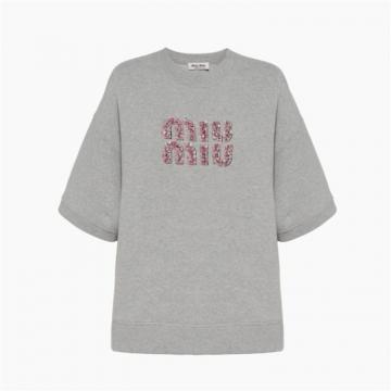 MIUMIU MJN443 女士灰色 刺绣棉质运动衫