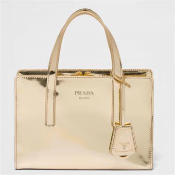 PRADA 1BA357 女士铂金色 Prada Re-Edition 1995 亮面牛皮迷你手提包