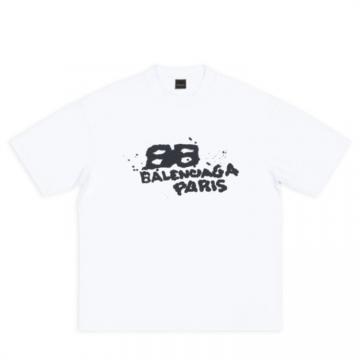 BALENCIAGA 612966TNVN49040 男士白色 HAND DRAWN BB 标识中号版型 T恤