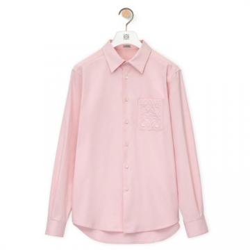 LOEWE H526Y05WAD 男士浅粉红色 棉质凸纹 Anagram 衬衫 
