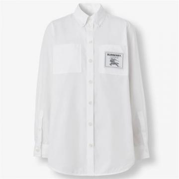 BURBERRY 80630041 女士白色 Prorsum 标签棉质衬衫 
