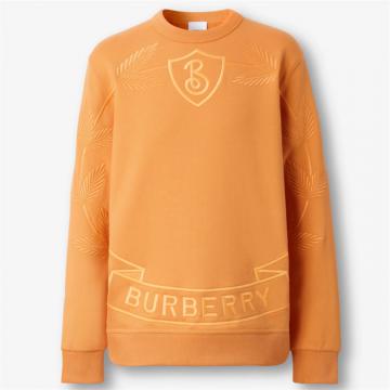 BURBERRY 80632021 男士暗雅橙色 橡树叶徽章刺绣棉质运动衫 