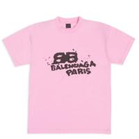 BALENCIAGA 612965TNVN41401 女士粉色 HAND DRAWN BB ICON 中号版型 T恤
