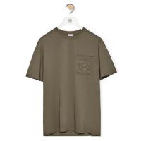 LOEWE H526Y22X65 男士深卡其绿色 棉质凸纹 Anagram T恤