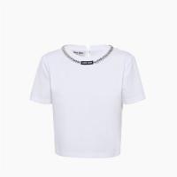 MIUMIU MJN448 女士白色 刺绣棉质 T恤