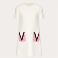 VALENTINO BVA2Z51CF6Z3 女士浅象牙白色 CREPE COUTURE 短款连衣裙
