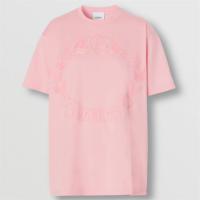 BURBERRY 80623421 女士糖果粉红色 橡树叶徽章棉质宽松 T恤衫 