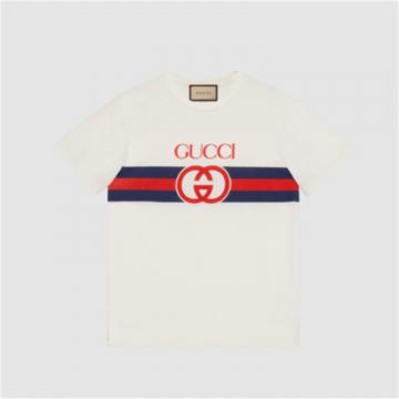 GUCCI 548334 女士白色 互扣式 双G 棉质 T恤