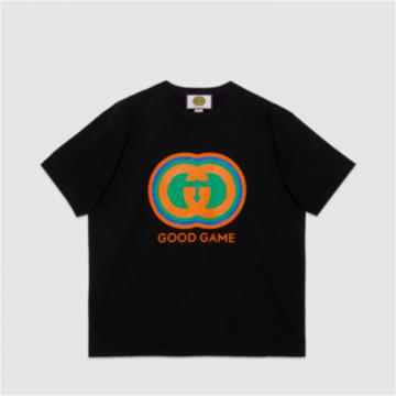 GUCCI 616036 男士黑色 Good Game 特别系列棉质 T恤