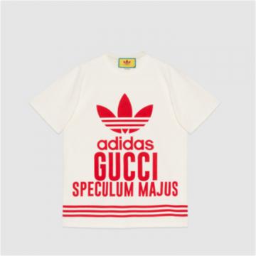 GUCCI 717422 女士白色 adidas x Gucci 联名系列棉质 T恤