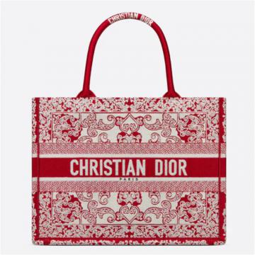 DIOR M1296ZMGA 女士红色拼白色 中号 BOOK TOTE 手袋