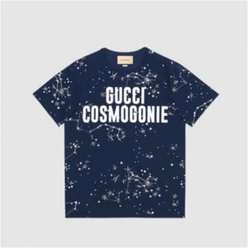 GUCCI 548334 男士蓝色 “Gucci Cosmogonie”针织棉 T恤