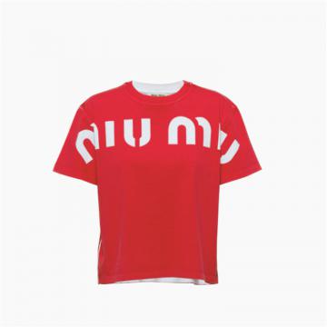 MIUMIU MJN458 女士红色 印花棉质 T恤