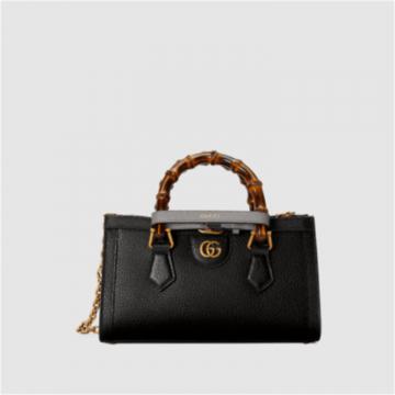 GUCCI 735153 女士黑色 Gucci Diana 竹节小号肩背包