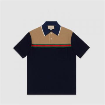 GUCCI 725492 男士海军蓝色 羊毛针织 Polo衫