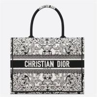 DIOR M1296ZMGA 女士黑色拼白色 中号 BOOK TOTE 手袋