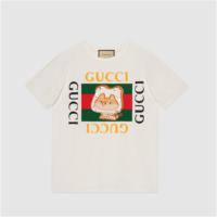 GUCCI 717422 女士白色 Gucci 复古标识织带棉质 T恤