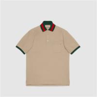 GUCCI 701735 男士米色 弹力珠地棉 Polo衫