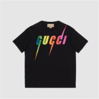 GUCCI 616036 男士黑色 Gucci 锋刃印花棉质 T恤