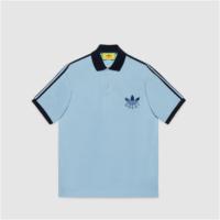 GUCCI 700497 男士浅蓝色 adidas x Gucci 联名系列珠地棉 Polo衫