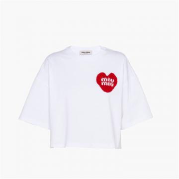 MIUMIU MJN385 女士白色 短裁棉质 T恤