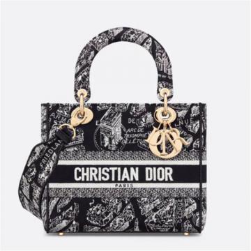 DIOR M0565OOMP 女士黑色 中号 LADY D-LITE 手袋