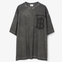 BERBURRY 80675091 男士炭灰色 专属标识装饰棉质宽松 T恤衫