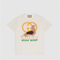GUCCI 717422 女士白色 “Gucci Woof Woof”印花棉 T恤