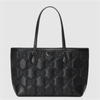 GUCCI 631685 女士黑色 GG Matelassé 中号托特包