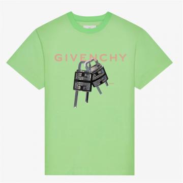 GIVENCHY BM716G3YBC 男士亮绿色 GIVENCHY 4G Lock 修身 T恤