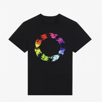 GIVENCHY BM716N3YFR 男士黑色 GIVENCHY Circle 印花超大版型 T恤