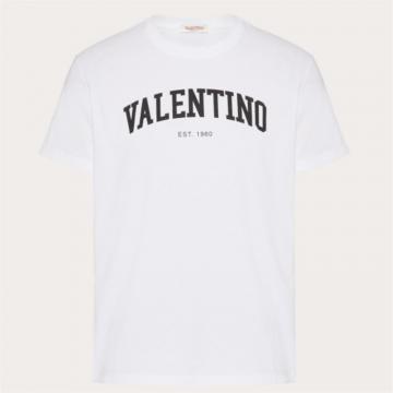 VALENTINO VMG13D964A01 男士白色 VALENTINO 印花棉质 T恤