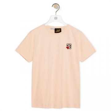 LOEWE S616Y22X43 女士虾红色 棉质 Anagram 心形 T恤