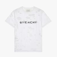 GIVENCHY BM71G13Y8Y 男士白色 GIVENCHY Archetype 超大版型破洞效果 T恤