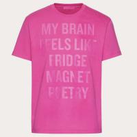 VALENTINO VMG10V8YCUWT 女士玫粉色 “我怀念我在互联网前的大脑”印花棉质T恤