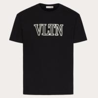 VALENTINO VMG10V8RB0NO 男士黑色 VLTN 刺绣棉质 T恤