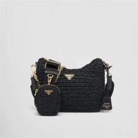 PRADA 1BH204 女士黑色 Prada Re-Edition 2005 酒椰纤维手袋 