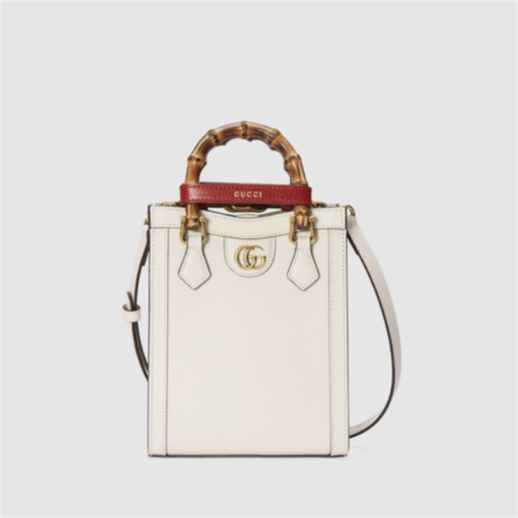 GUCCI 739079 女士白色 Gucci Diana 竹节迷你托特包