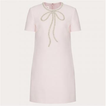 VALENTINO BVA4221CFKEV 女士粉色 CREPE COUTURE 刺绣短款连衣裙