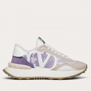 VALENTINO WS0DY9GZFV7D 女士紫色 LACERUNNER 蕾丝和网眼织物运动鞋