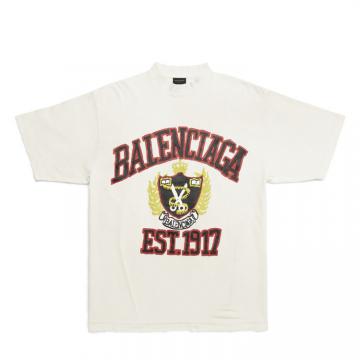 BALENCIAGA 739784TOVK19012 女士白色 DIY COLLEGE 中号版型 T恤