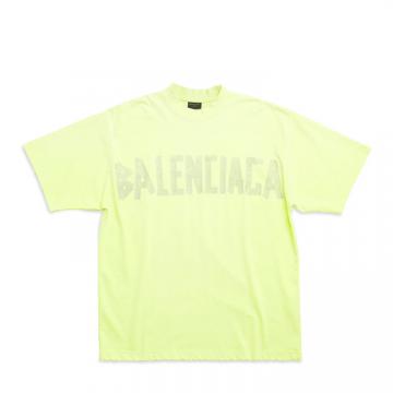 BALENCIAGA 739784TOVA97204 女士荧光黄色 TAPE TYPE 中号版型 T恤
