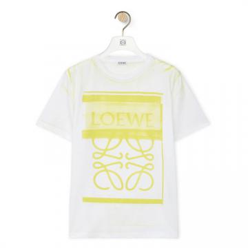 LOEWE S359Y22X44 女士白色拼黄色 棉质常规版型 T恤