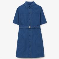 BURBERRY 80659201 女士深海军蓝 功能性束带棉质衬衫式连衣裙