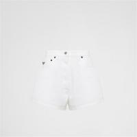 PRADA GFP498 女士白色 粗斜纹牛仔短裤