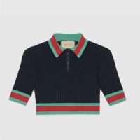 GUCCI 753671 女士深蓝色 弹力粘胶纤维短款 Polo衫