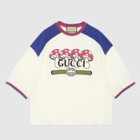 GUCCI 753307 女士米白色 Gucci 蘑菇印花针织 T恤