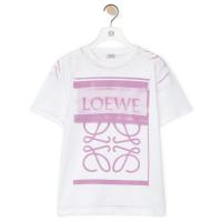 LOEWE S359Y22X44 女士白色拼粉色 棉质常规版型 T恤