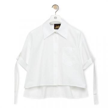 LOEWE S616Y05X14 女士白色 棉质短款工装衬衫