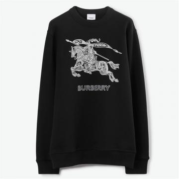 BURBERRY 80727771 男士黑色 马术骑士刺绣棉质运动衫